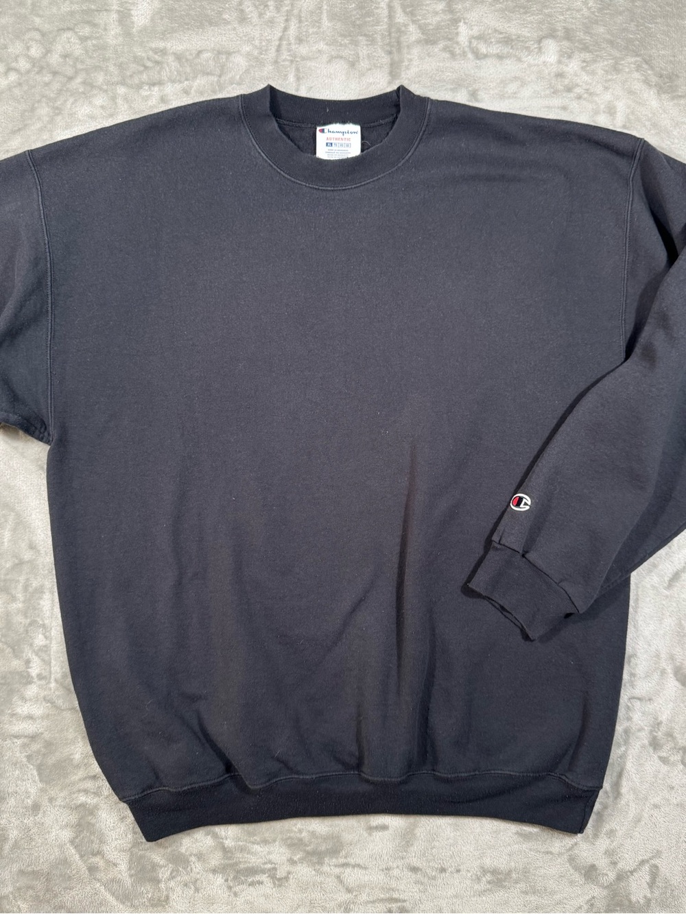 Vintage Y2K Champion Black Blank Crewneck Sweatshirt Size XL